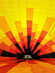 Looking inside our largest hot air balloon as it is inflated