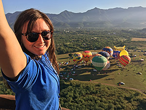 Lindsay Brunner piloting a balloon